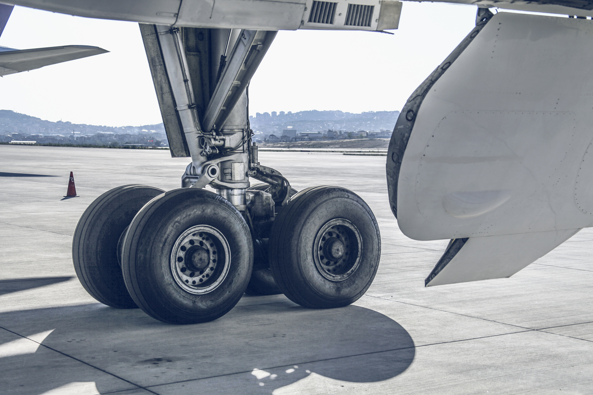 Landing Gears Close Up of A Passenger Airplane
